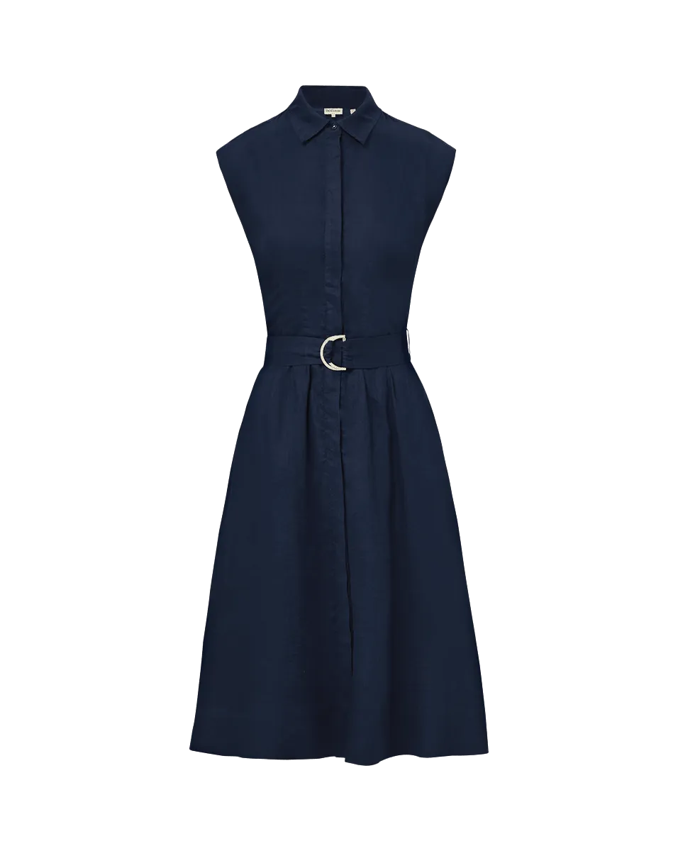Loreta Belted Linen Dress