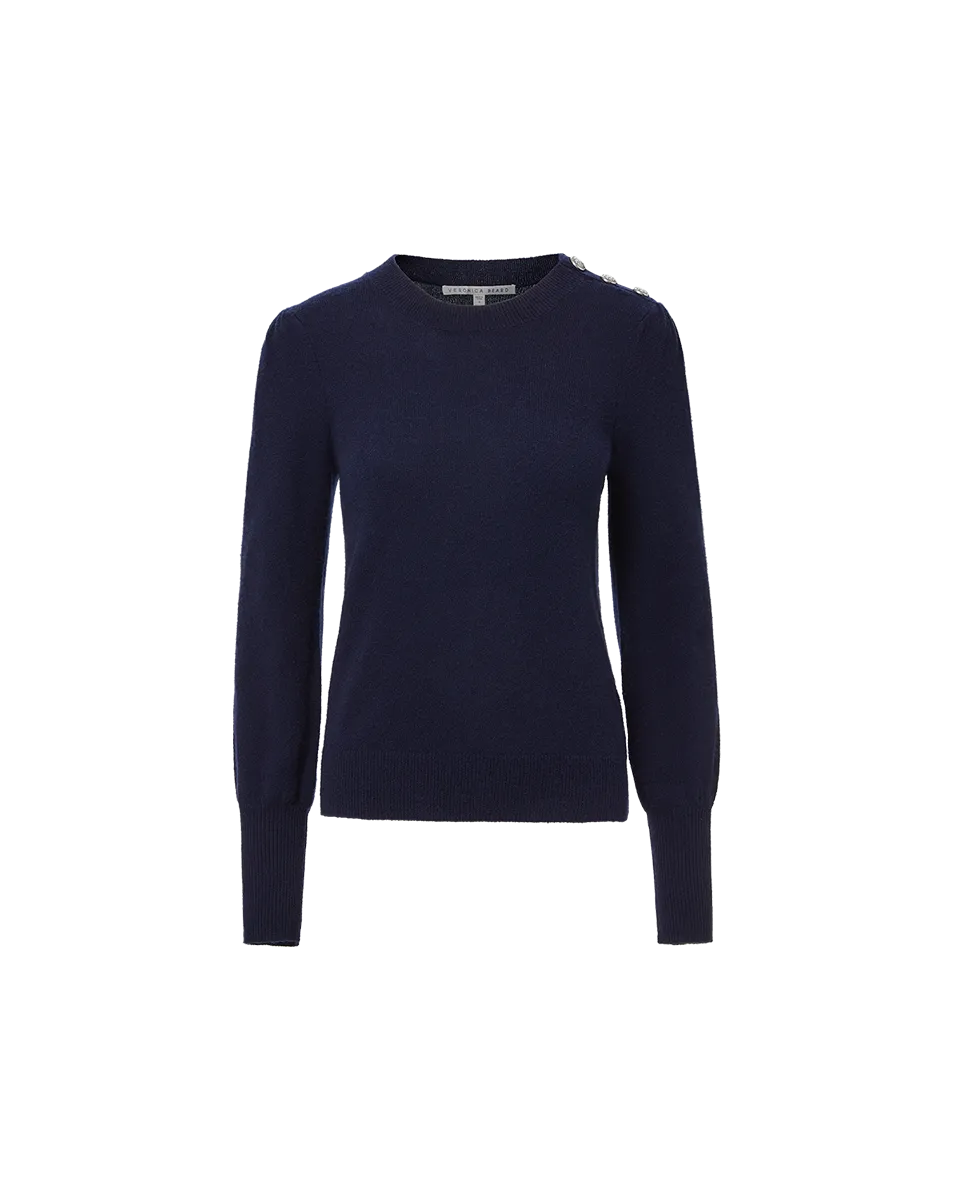 Nelia Cashmere Pullover | Button Accent