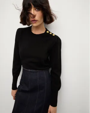 Nelia Cashmere Pullover | Button Accent
