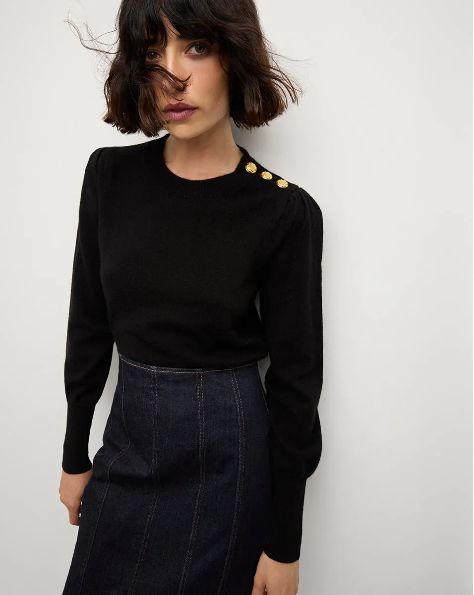 Nelia Cashmere Pullover | Button Accent