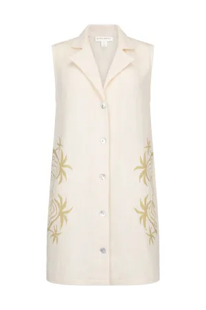 PALM HORIZON MINI DRESS - CREAM