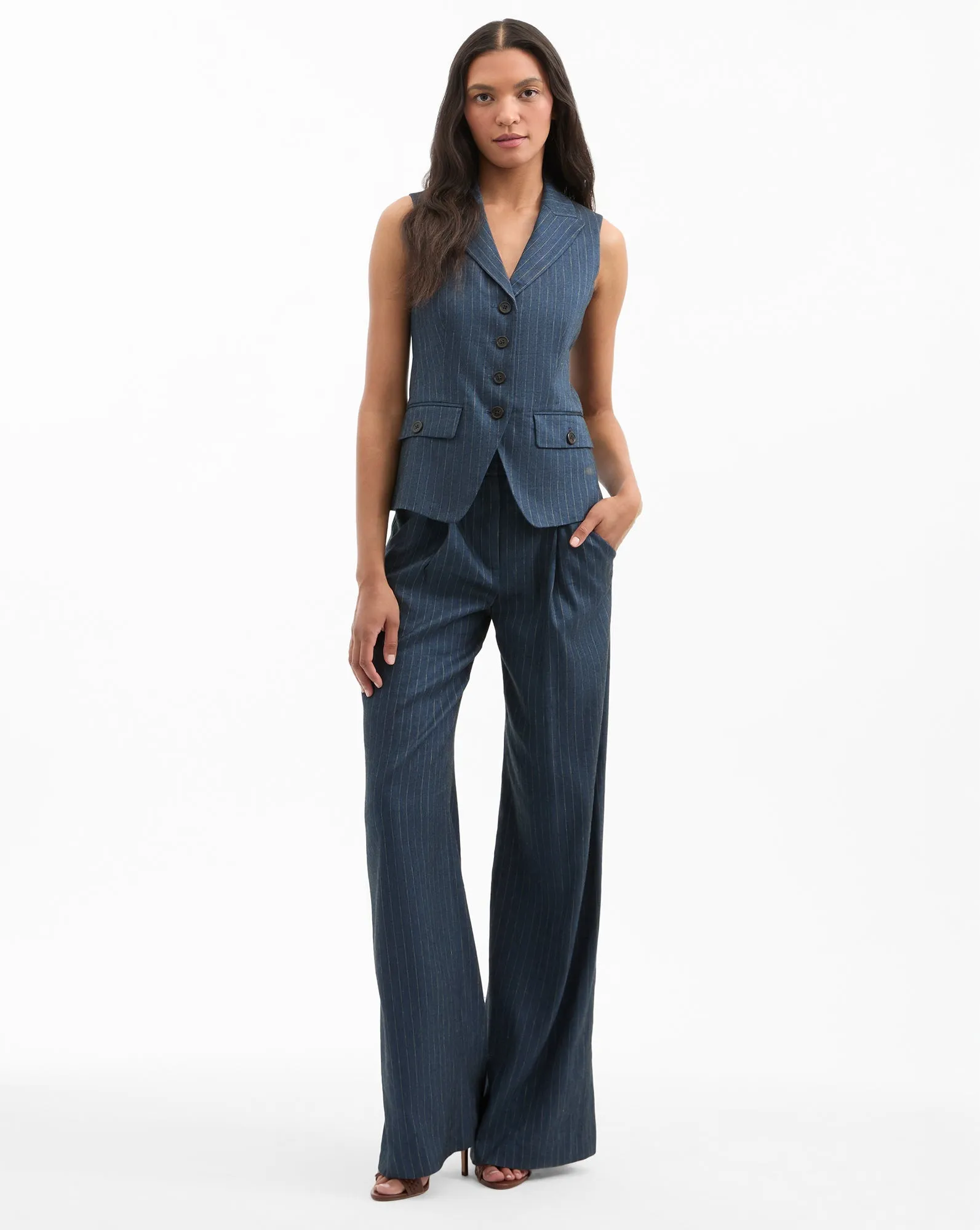Rimini Wide-Leg Pinstripe Pant