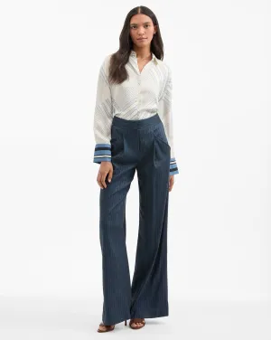 Rimini Wide-Leg Pinstripe Pant