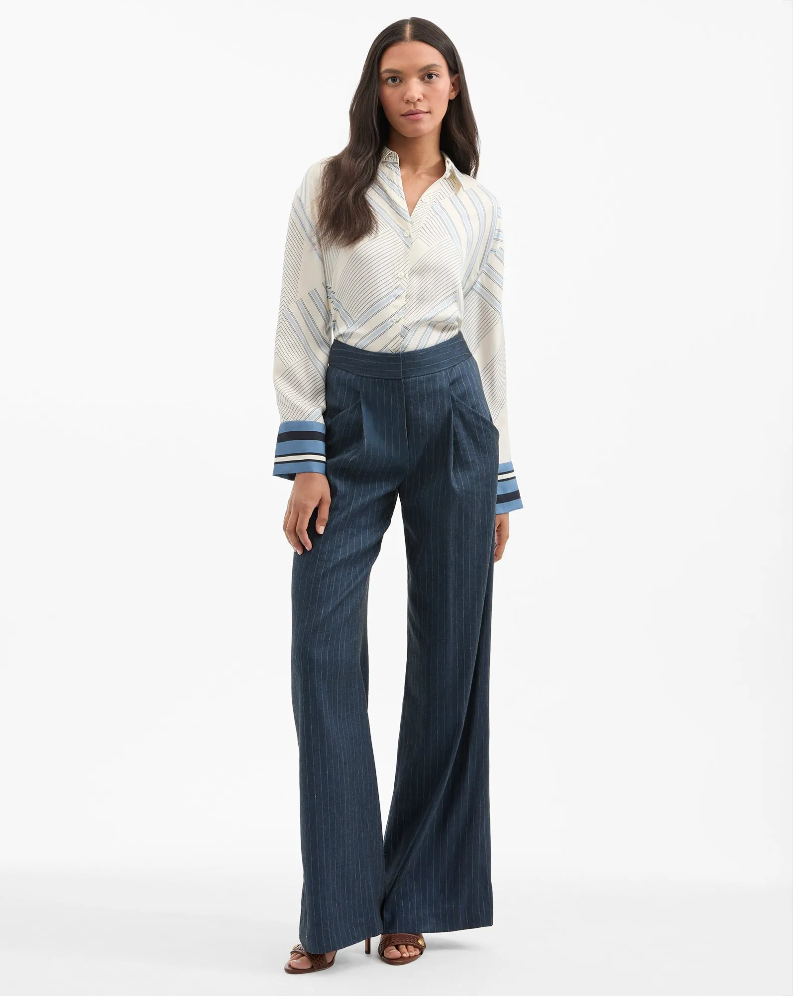 Rimini Wide-Leg Pinstripe Pant
