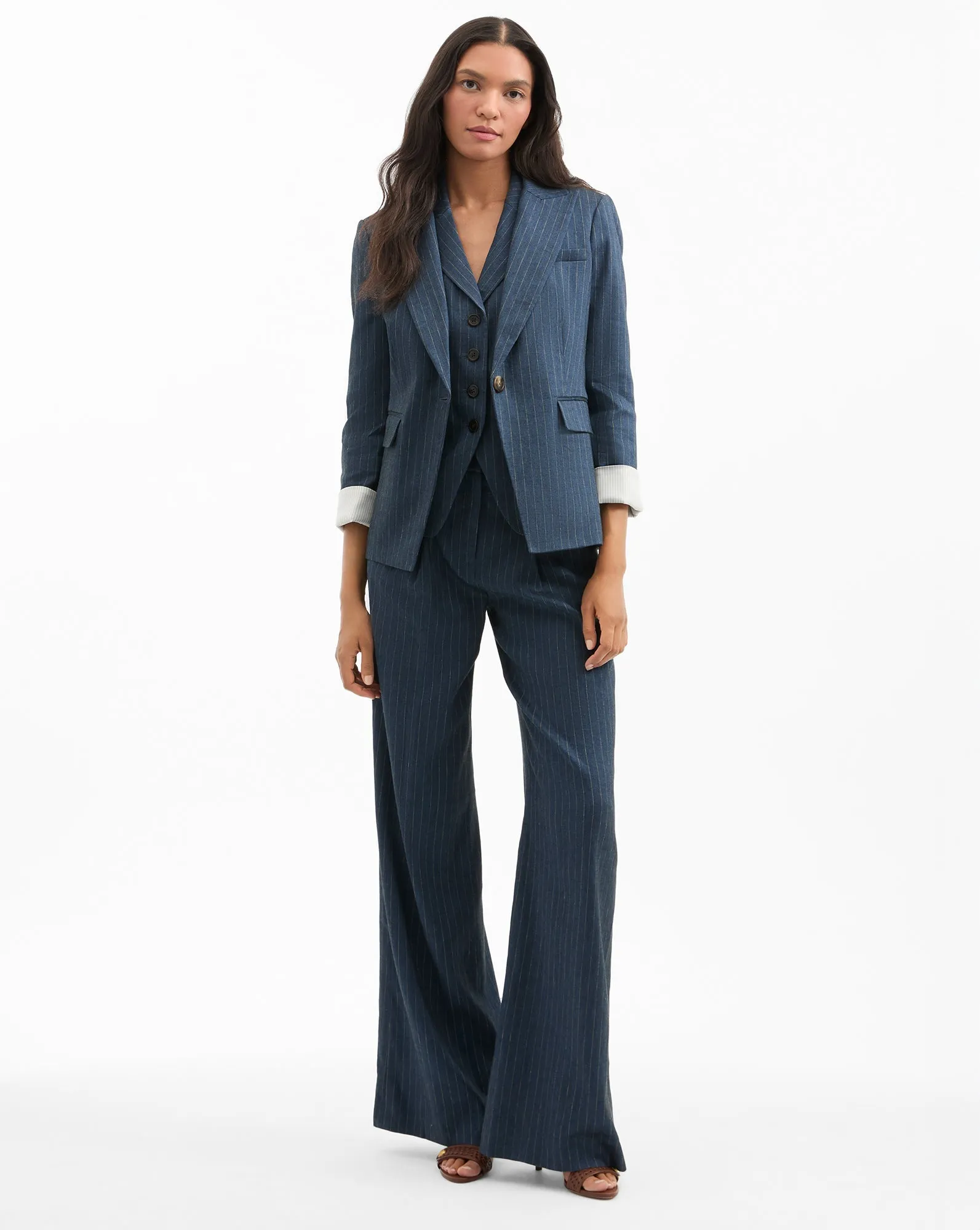 Rimini Wide-Leg Pinstripe Pant
