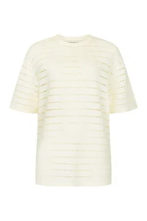 RIPPLES KNIT TEE TOP - CREAM