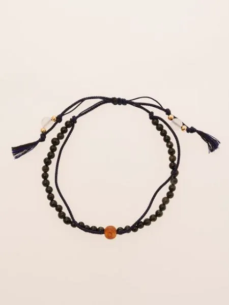 Silk String KUMIHIMO Braid Bracelet Blue Tiger Eye ??4