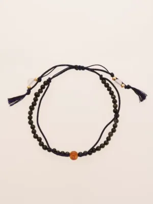Silk String KUMIHIMO Braid Bracelet Blue Tiger Eye ??4