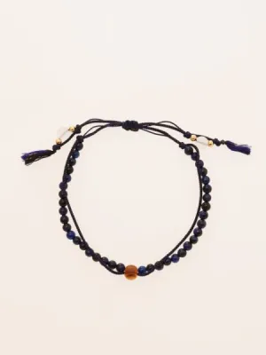 Silk String KUMIHIMO Braid Bracelet Lapis Tiger Eye ??4