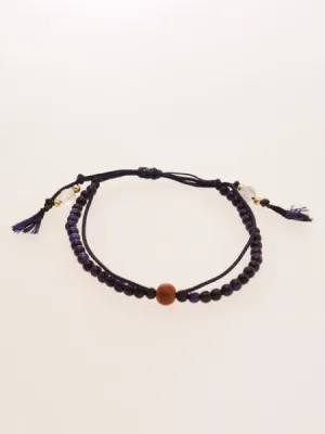 Silk String KUMIHIMO Braid Bracelet Purple Tiger Eye ??4