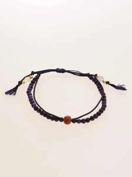 Silk String KUMIHIMO Braid Bracelet Purple Tiger Eye ??4