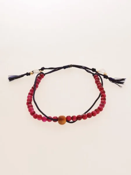Silk String KUMIHIMO Braid Bracelet Rose Tiger Eye ??4