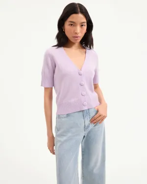 Solene Short-Sleeve Cashmere Cardigan