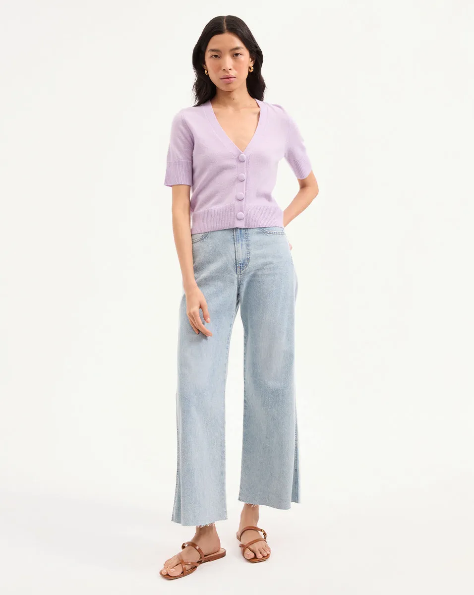 Solene Short-Sleeve Cashmere Cardigan