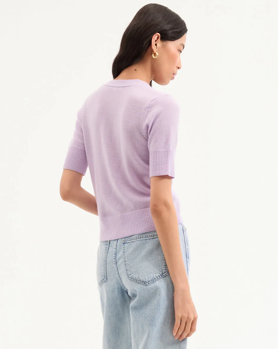 Solene Short-Sleeve Cashmere Cardigan