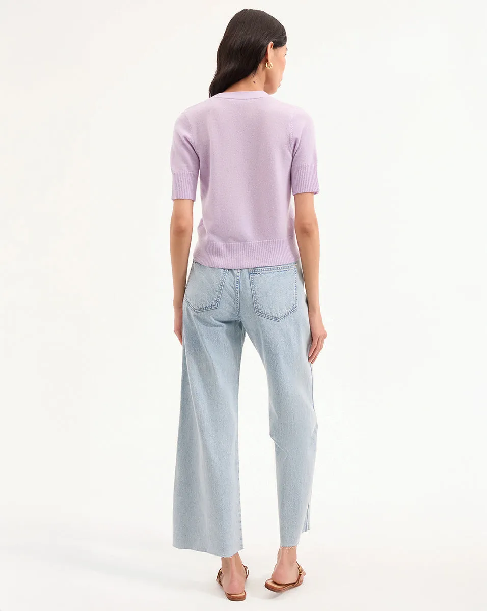 Solene Short-Sleeve Cashmere Cardigan