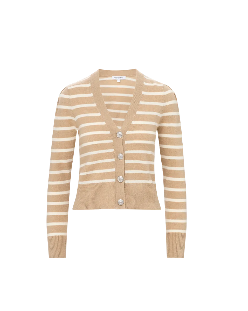 Solene Striped Cashmere Cardigan