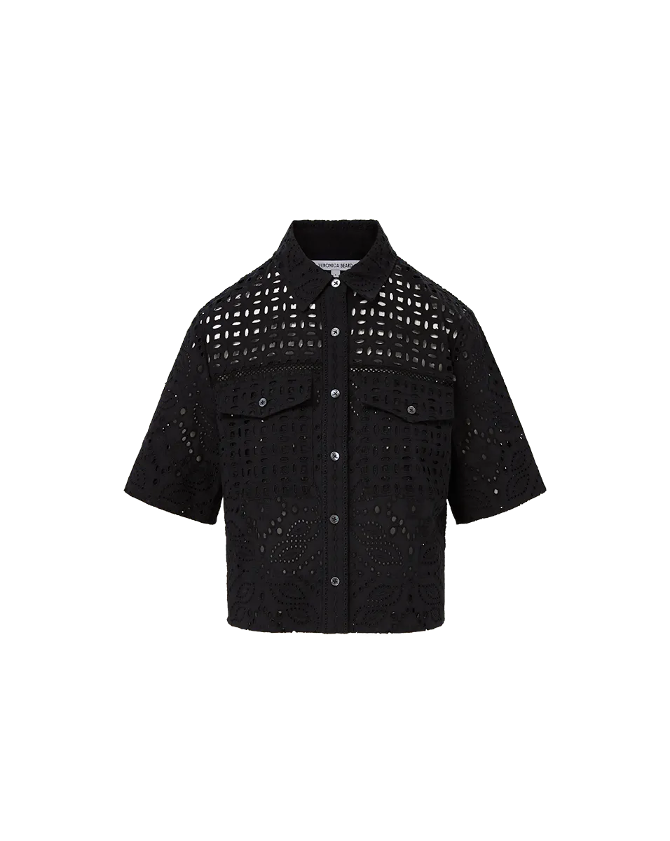 Spruce Eyelet Short-Sleeve Button-Down