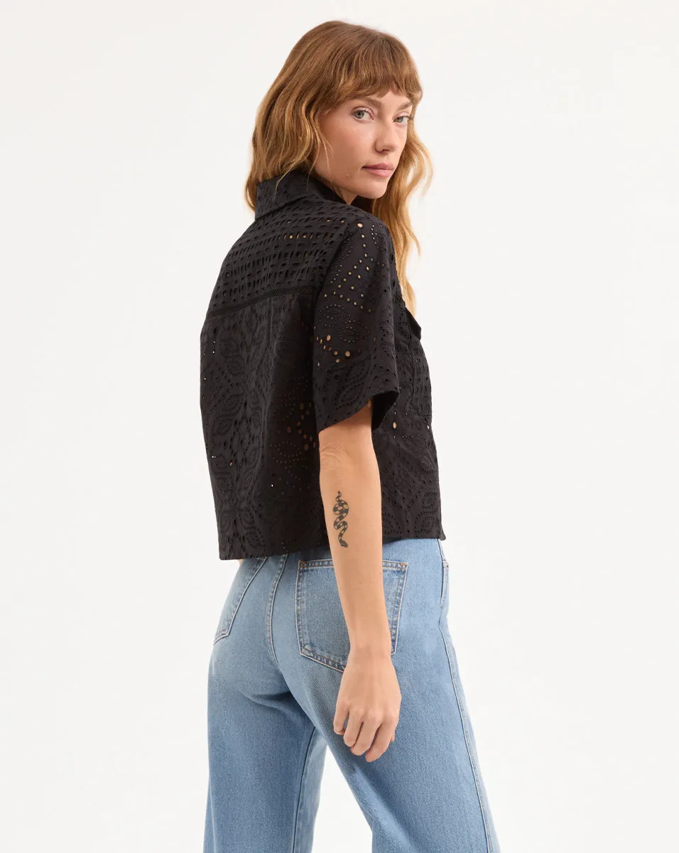 Spruce Eyelet Short-Sleeve Button-Down