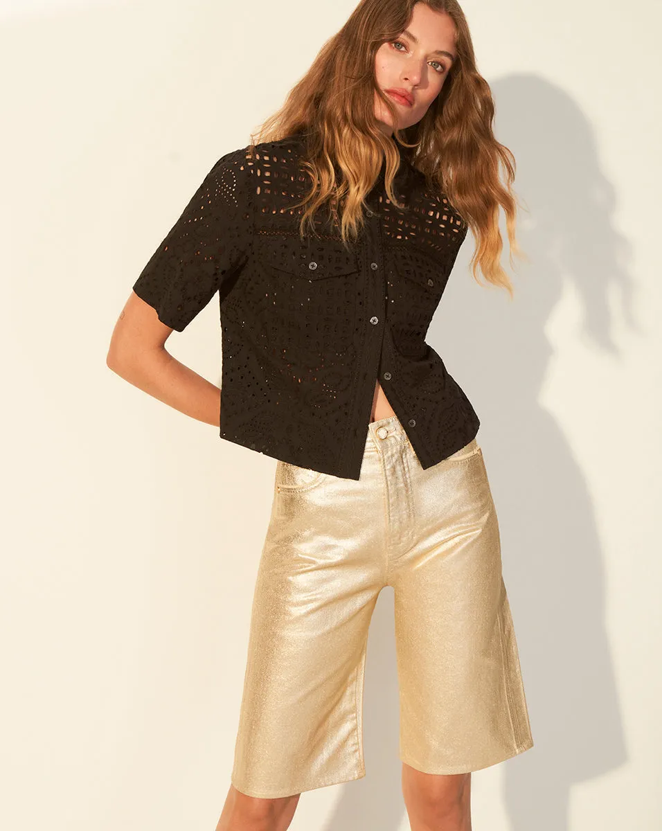 Spruce Eyelet Short-Sleeve Button-Down