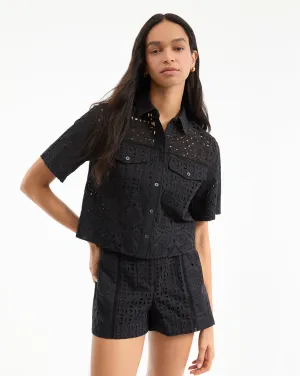 Spruce Eyelet Short-Sleeve Button-Down