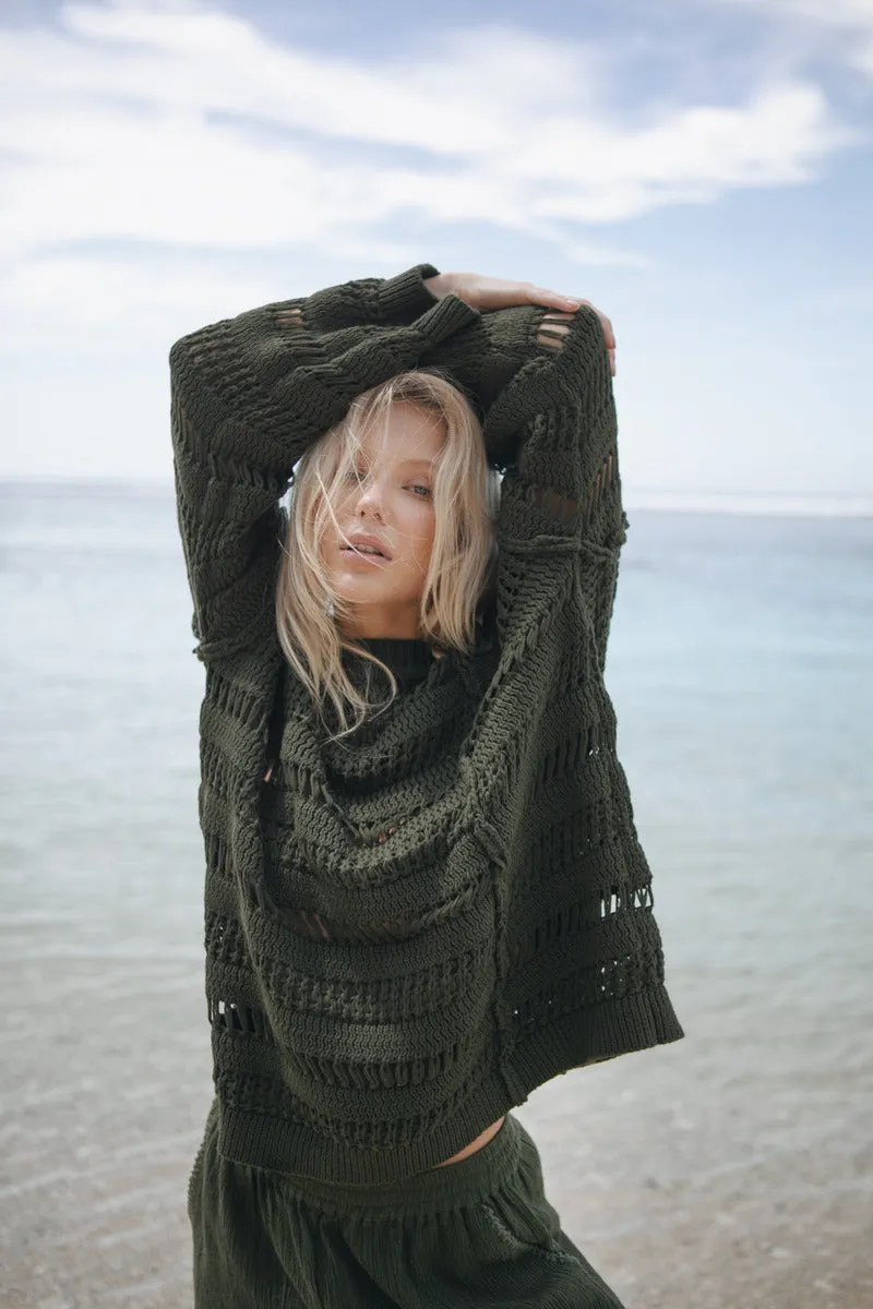 STILL I RISE KNIT JUMPER - OLIVE