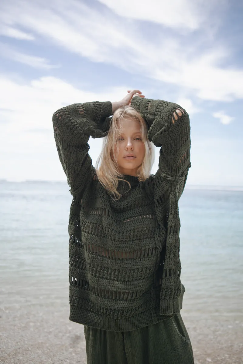 STILL I RISE KNIT JUMPER - OLIVE