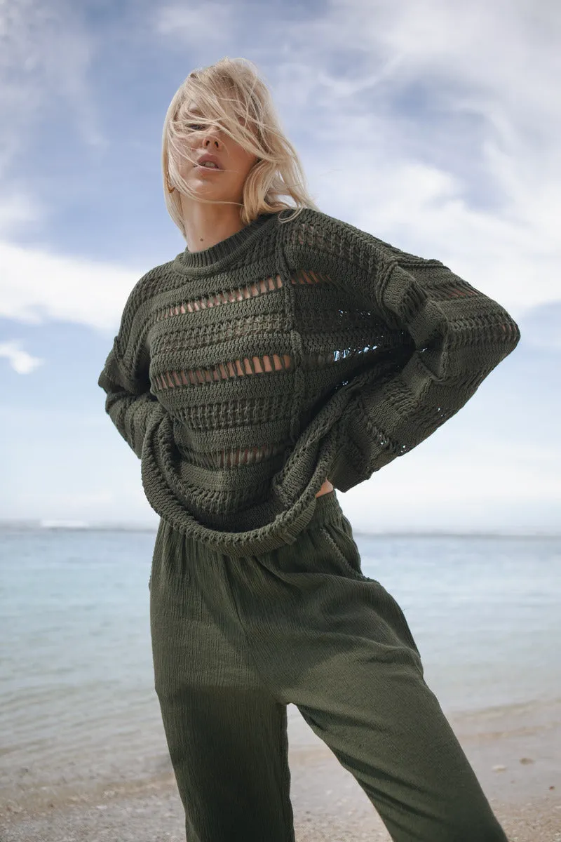 STILL I RISE KNIT JUMPER - OLIVE