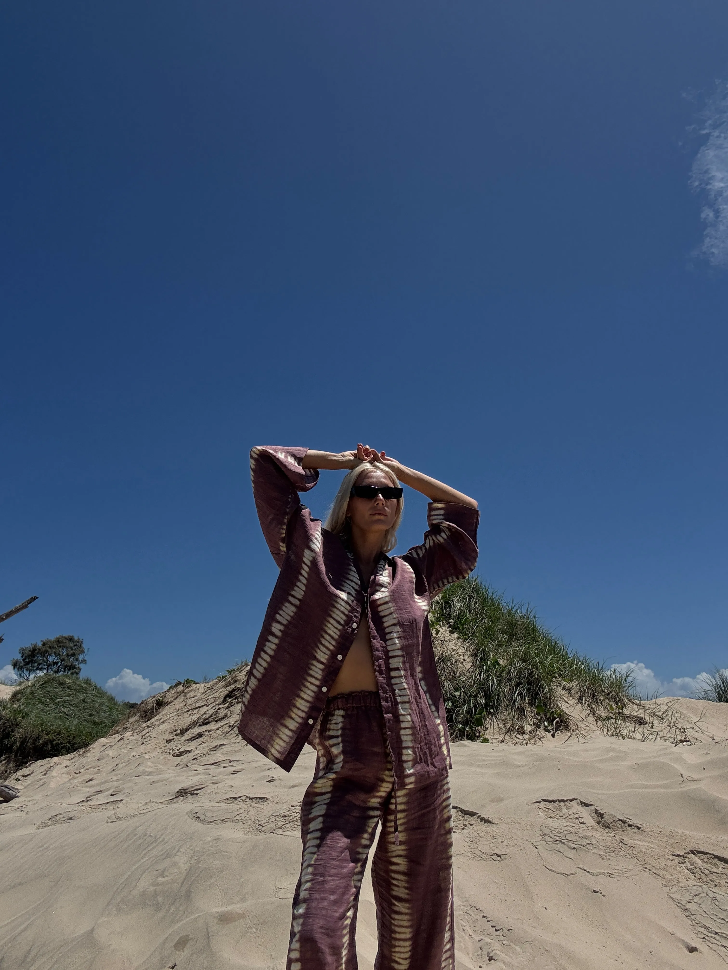 SUNNY SCENE LINEN SHIRT - MAUVE