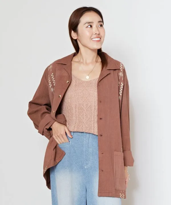SURF??Palms Cotton Open Collar Shirt