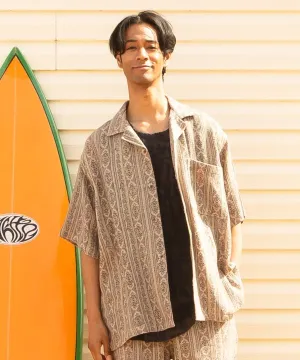 SURF??Palms Cotton Rayon Aloha Shirt