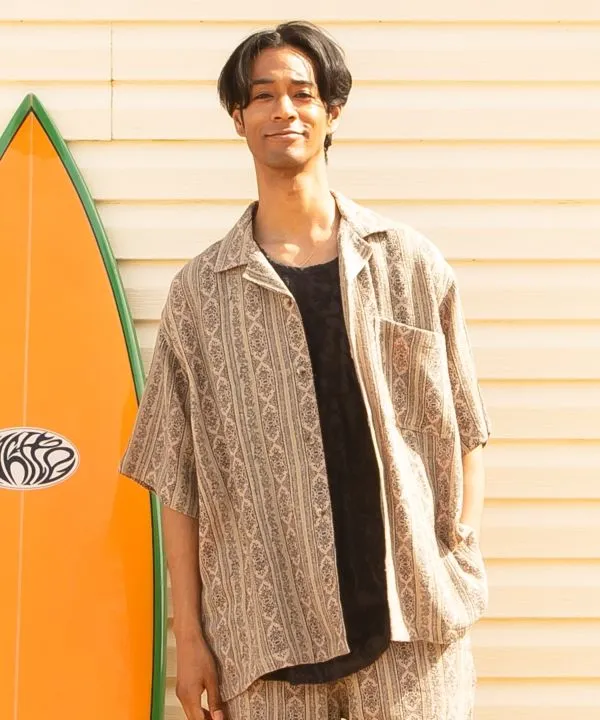SURF??Palms Cotton Rayon Aloha Shirt