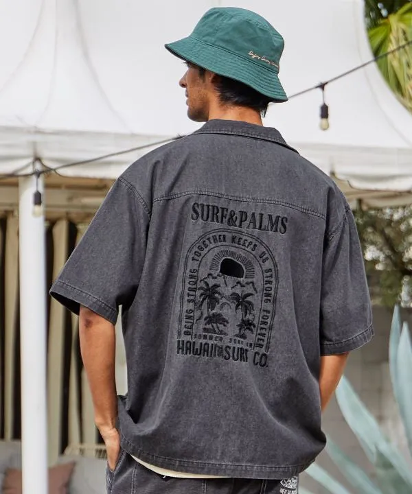 SURF??Palms Open Collar Denim Shirt
