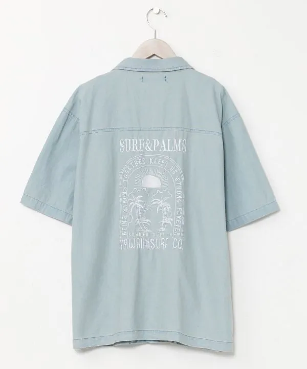 SURF??Palms Open Collar Denim Shirt