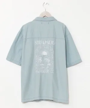 SURF??Palms Open Collar Denim Shirt
