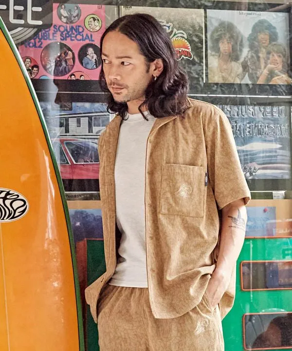 SURF??Palms Refreshing Corduroy Open Collar Shirt