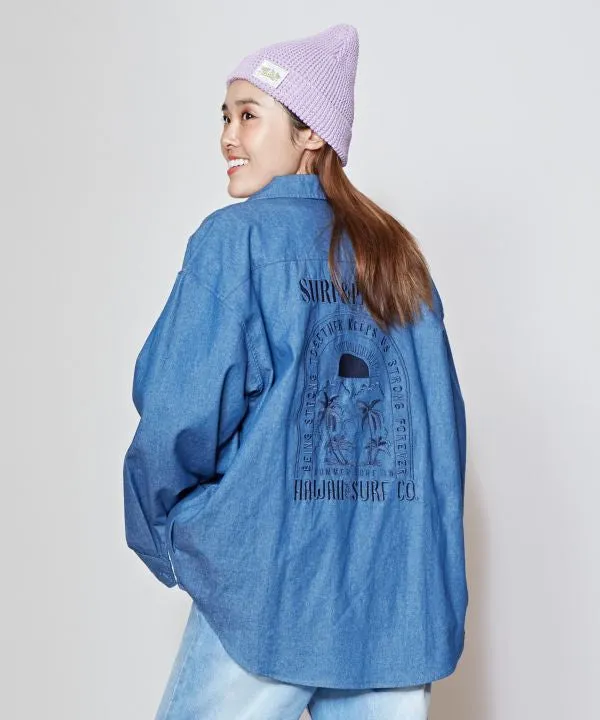 SURF??Palms Vintage Washed Denim Shirt