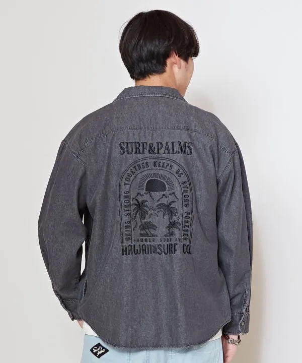 SURF??Palms Vintage Washed Denim Shirt