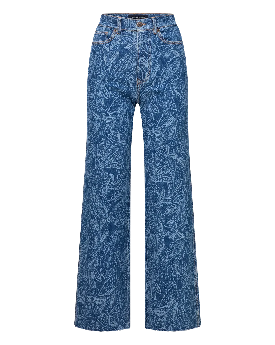 Taylor Paisley Printed Wide-Leg Jean