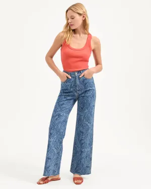 Taylor Paisley Printed Wide-Leg Jean