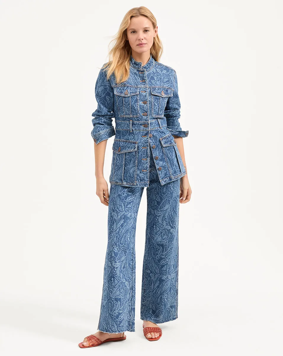 Taylor Paisley Printed Wide-Leg Jean