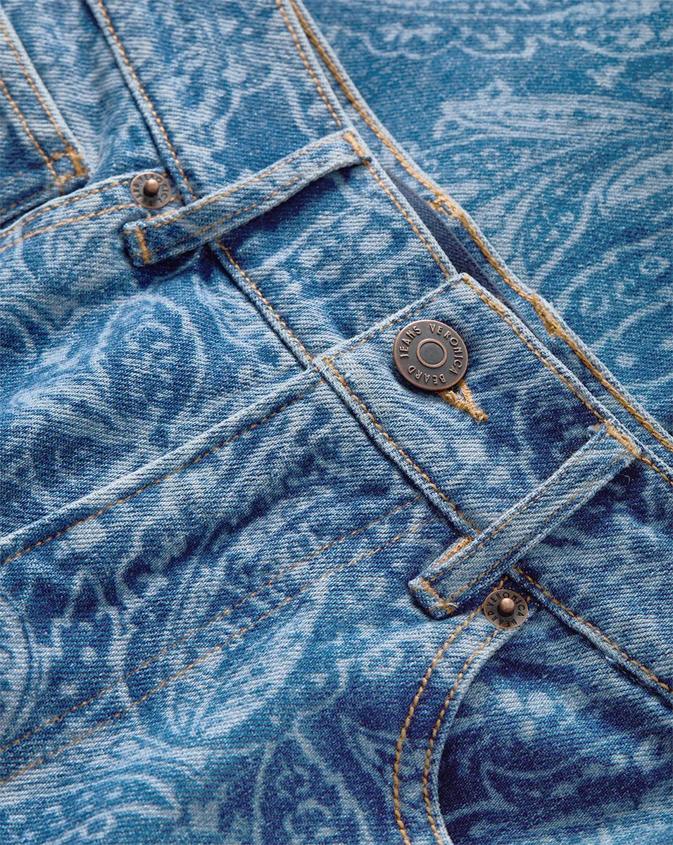 Taylor Paisley Printed Wide-Leg Jean