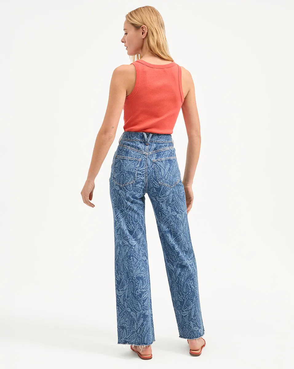 Taylor Paisley Printed Wide-Leg Jean