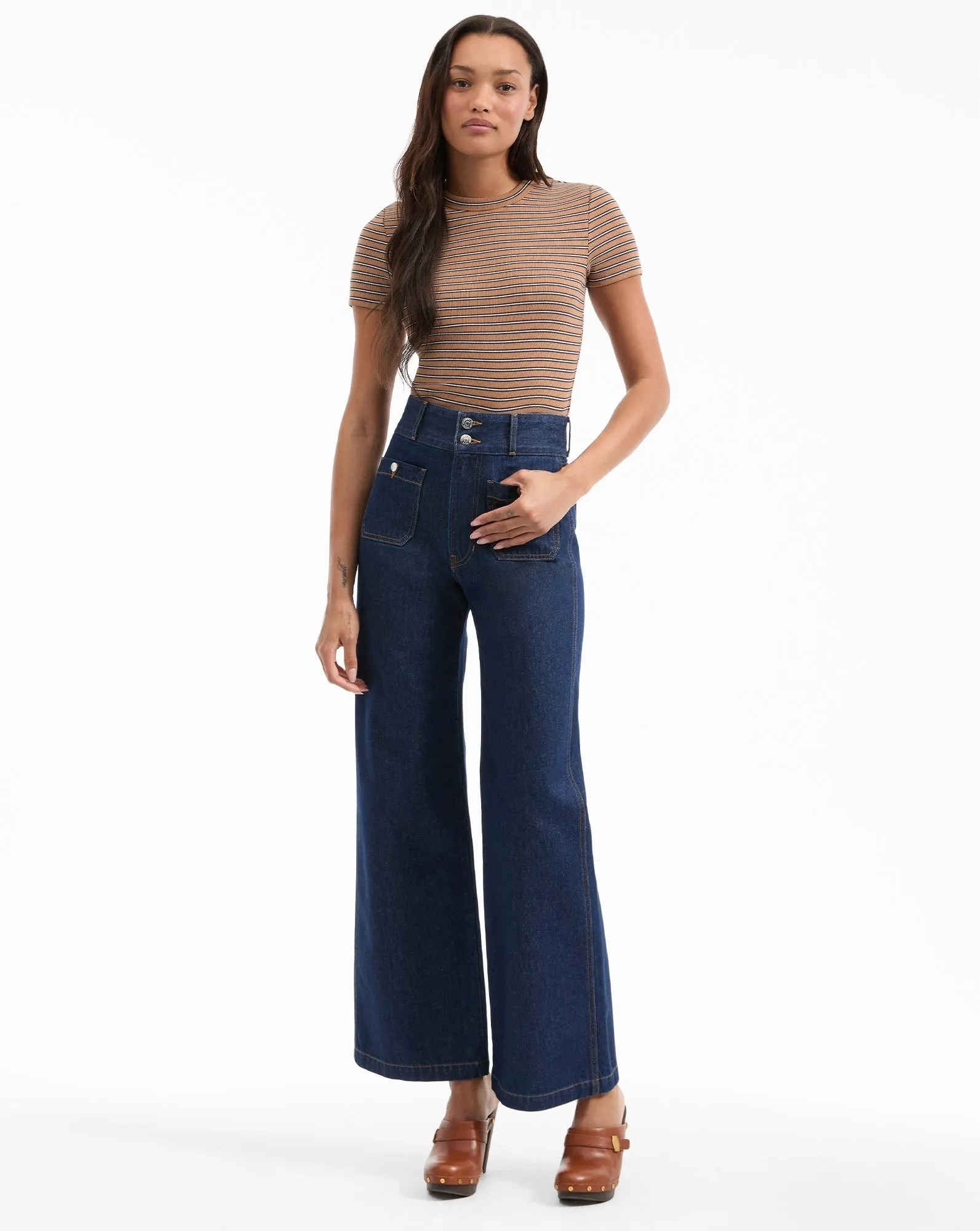 Taylor Patch-Pocket Wide-Leg Jean