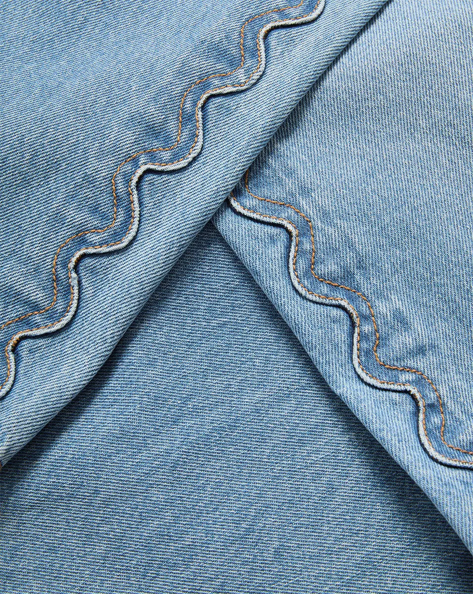 Taylor Scalloped Cropped Wide-Leg Jean