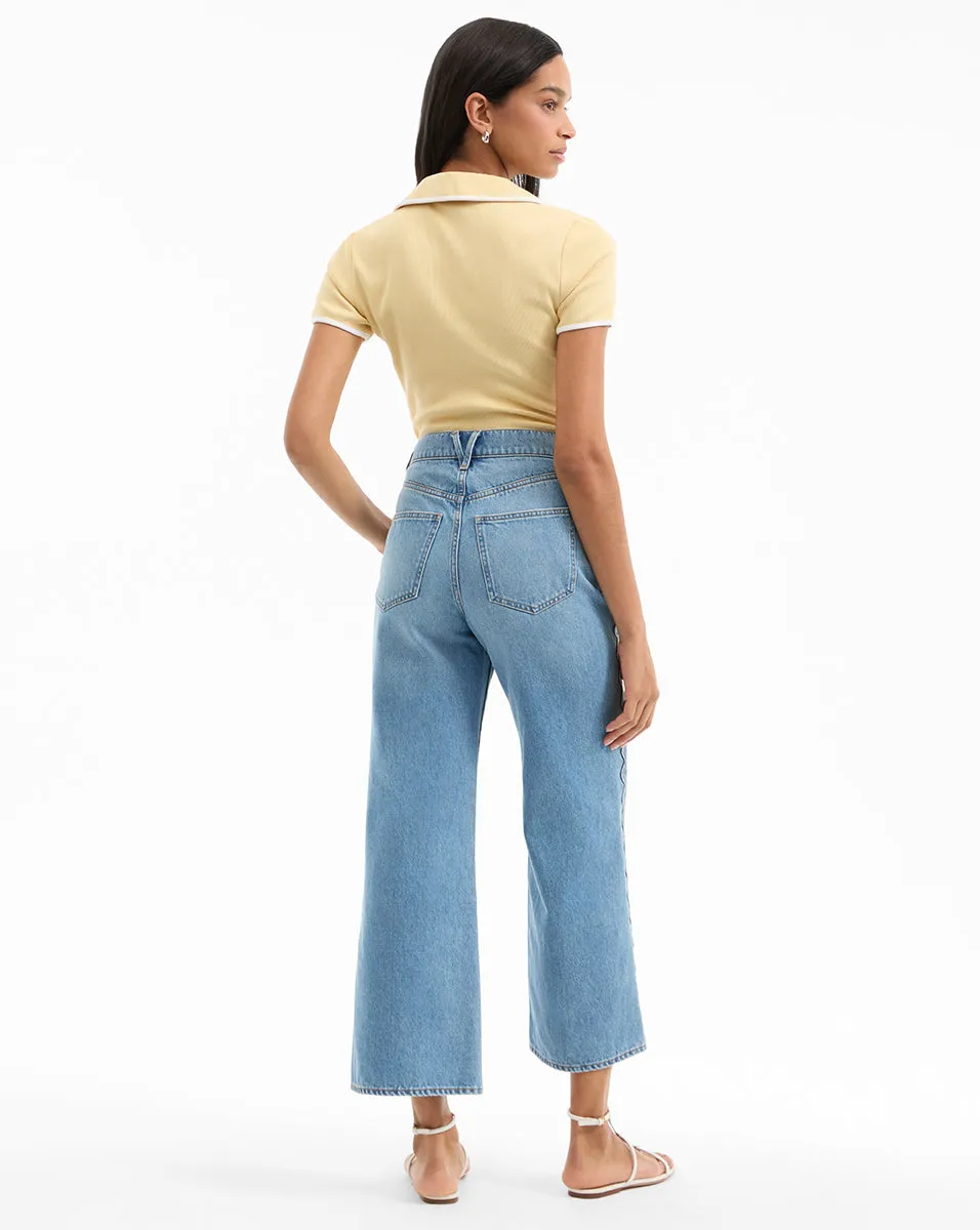 Taylor Scalloped Cropped Wide-Leg Jean