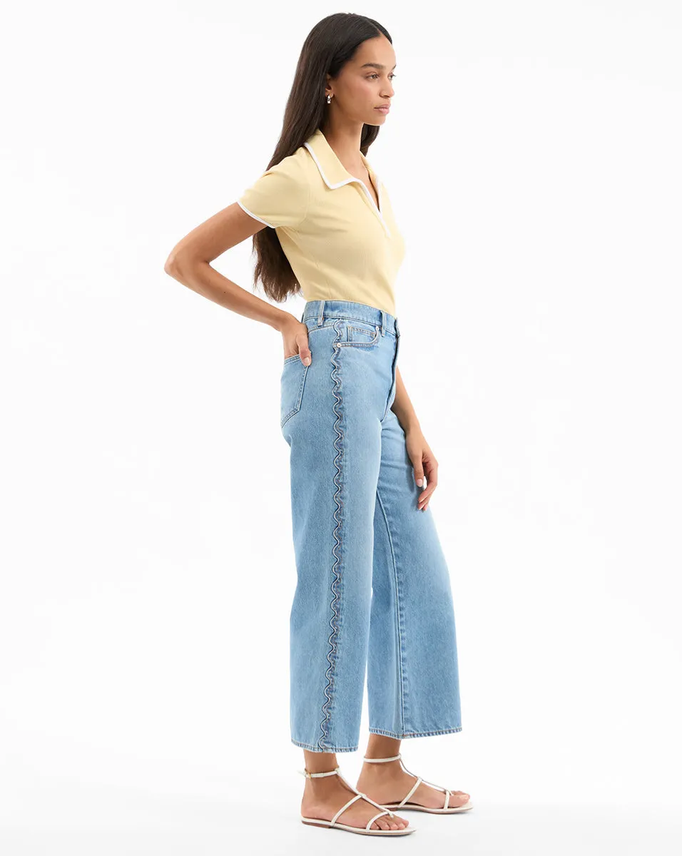 Taylor Scalloped Cropped Wide-Leg Jean