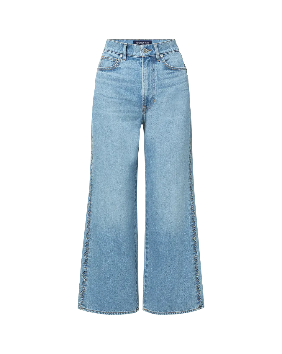 Taylor Scalloped Cropped Wide-Leg Jean