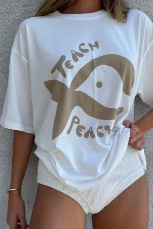 TEACH PEACE TEE - CREAM