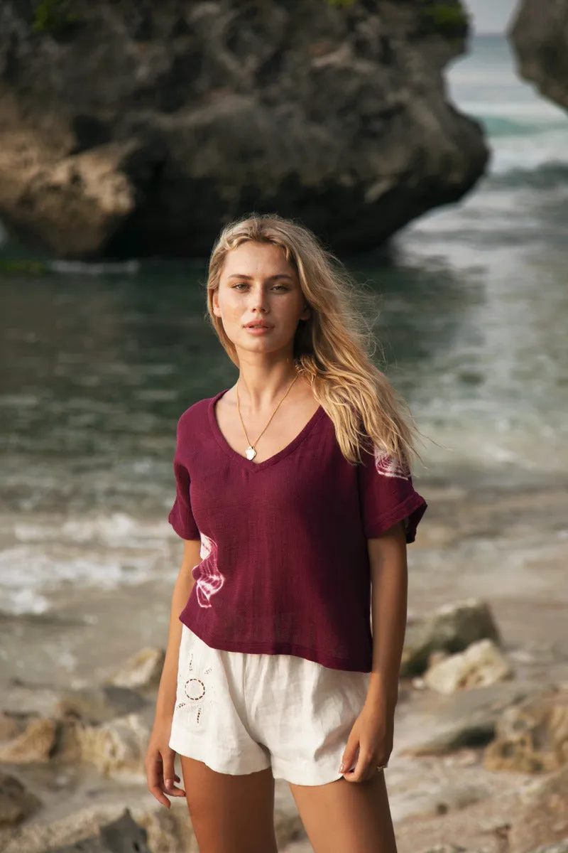 TREAD LIGHTLY TOP - MAUVE